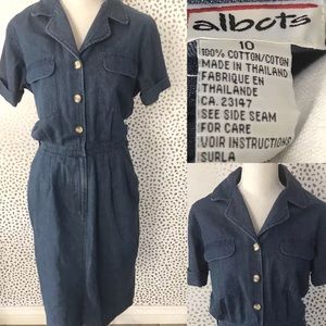 Talbots Denim Collared Button Dress Pockets 10